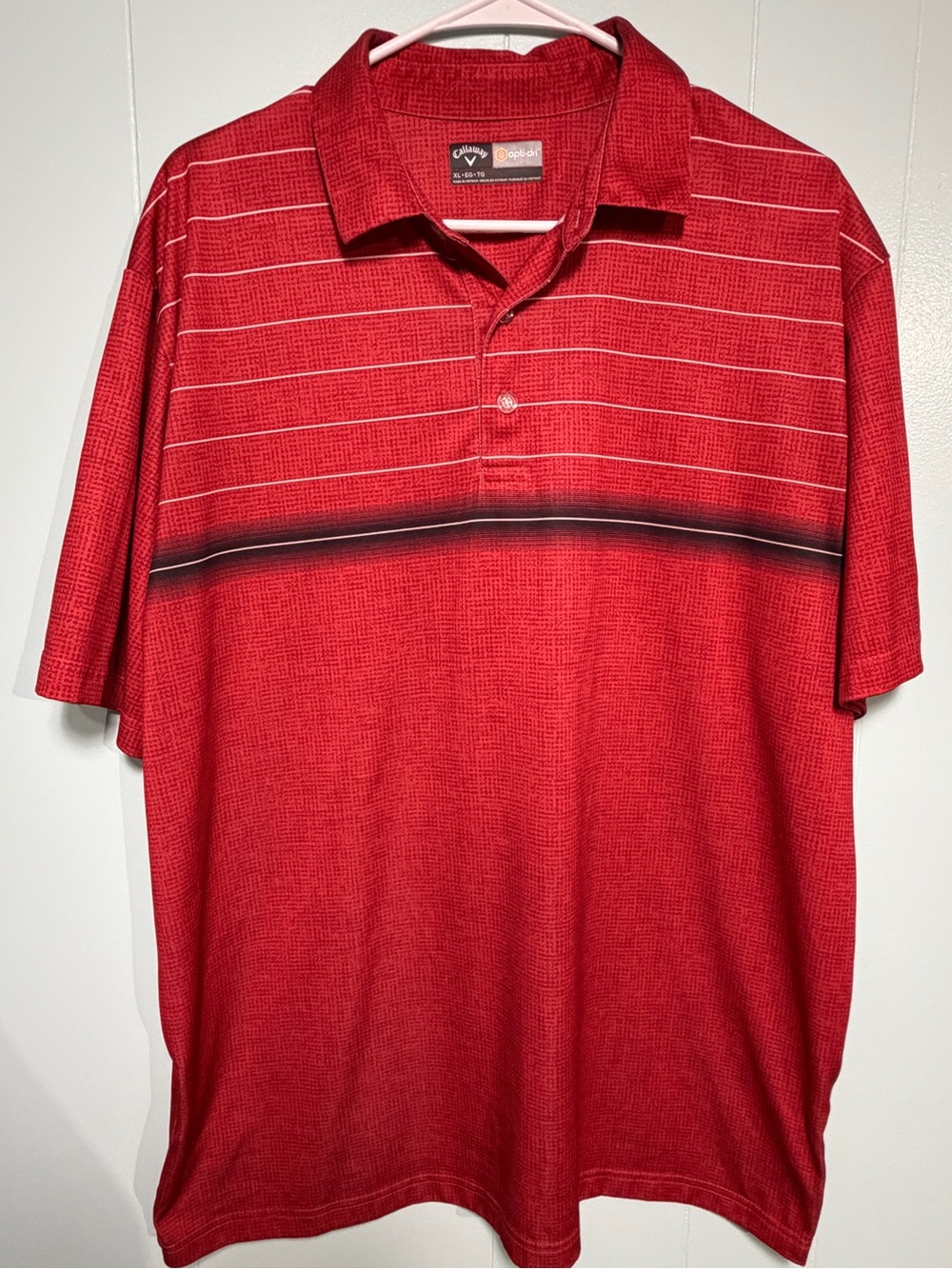 Callaway Red Short-Sleeve Striped Golf Polo